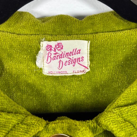 Vintage 1970s Bardinella Designs Terry Cloth Vest Olive Green Cover Up Button Up - Picture 6 of 16